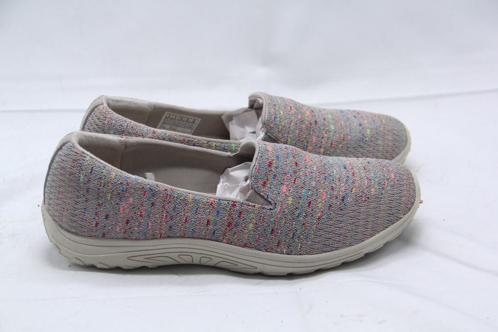 Skechers Relaxed Fit Shoes Women Sz 9 Taupe Multi Confetti Knit Slip On 49291